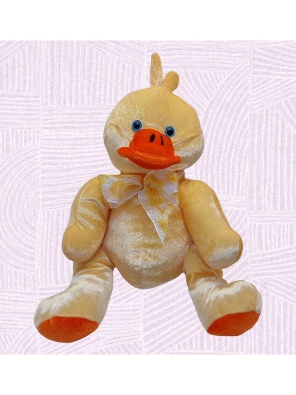Dan Dee Collector’s Choice yellow orange duck chick w bow plush toy 10" Easter